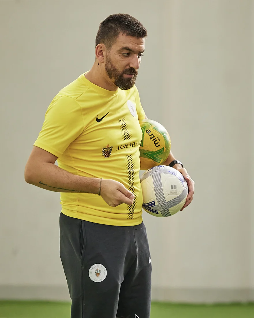 Simone Canepa, Academy Lead, on the pitch at Aldenham Prep Riyadh